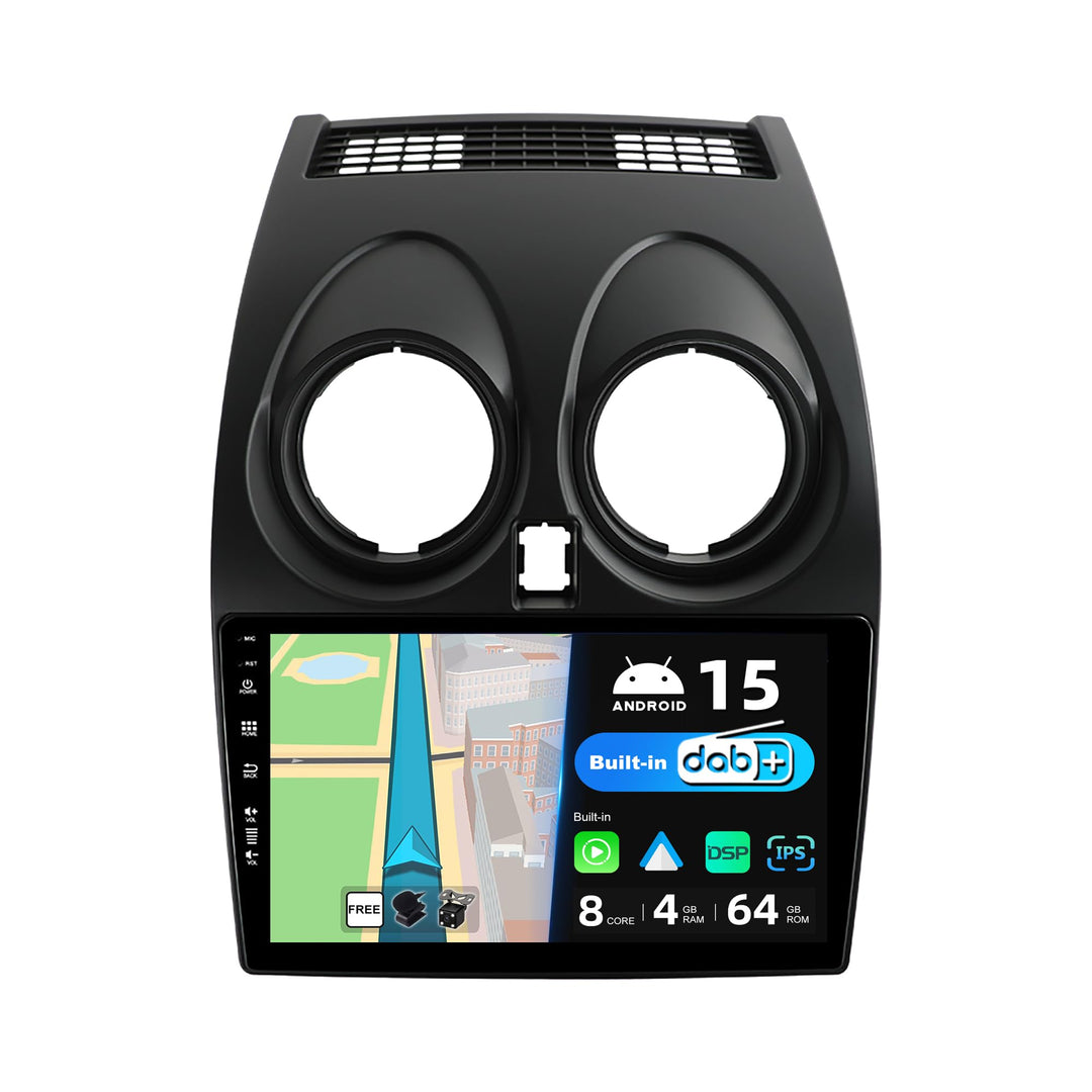 [Eingebaut DAB] - Android 12 IPS Autoradio Passt für Nissan Qashqai J10 (2006-2015) - Kabellos Carpl