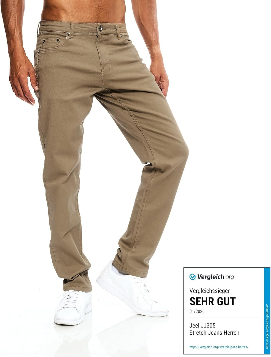 JEEL Herren-Jeans - Regular-Fit Straight-Cut - Stretch - Jeans-Hose Basic Washed 29W / 34L 09-camel,