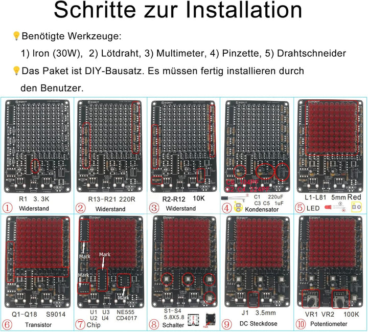 Elektronischer Bausatz mit losen Teilen LED-Jagd-Bausatz Fun-Elektronik Verschiedene Blinkeffekte St