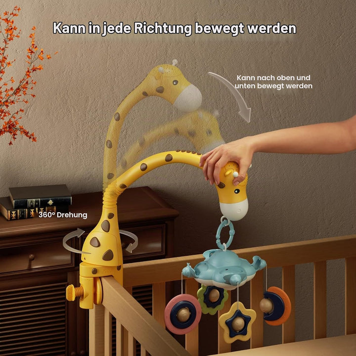 TUMAMA Mobile Baby 3 in 1 Kinderbett Spielzeug mit Fernbedienung, Projektion Nachtlicht, Musik und w