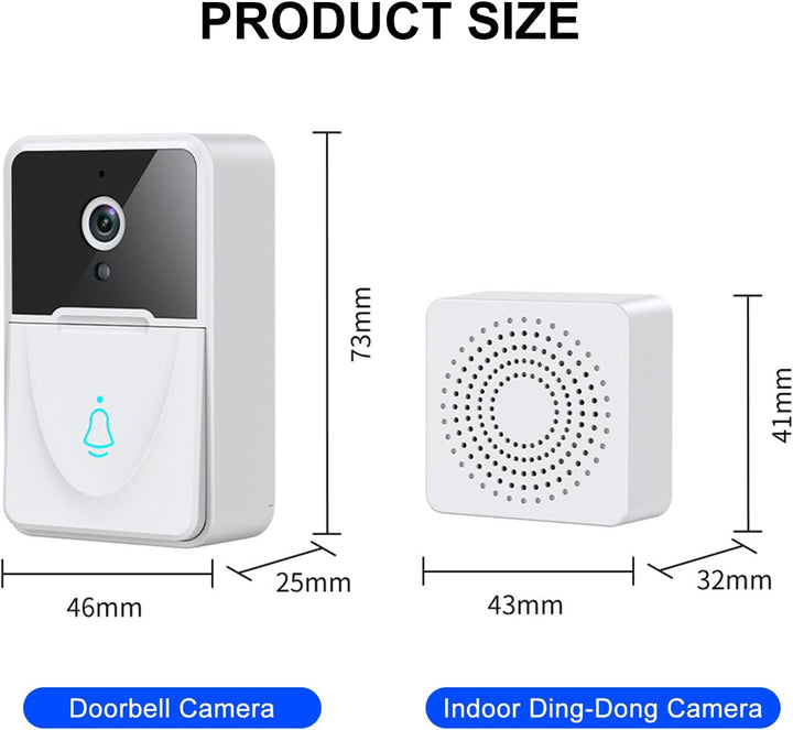 Klingel Mit Kamera Kabellos, Smart WiFi Video-TüRklingel Eingebauter Lithium-Akku 1000 Mah FüR Zu Ha