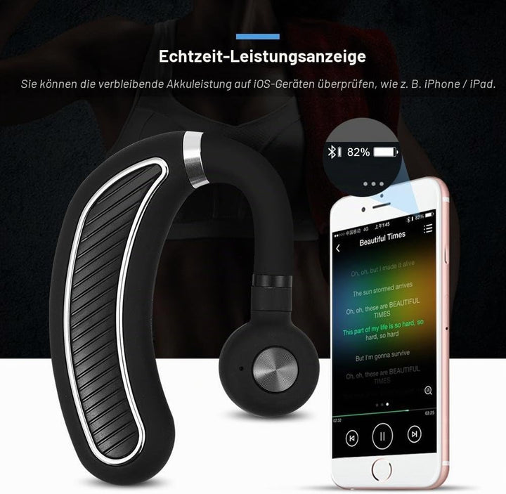 Zerone K21 Business Bluetooth Headset, schweissfeste kabellose Ohrhöre mit aktivem Rauschunterdrücku