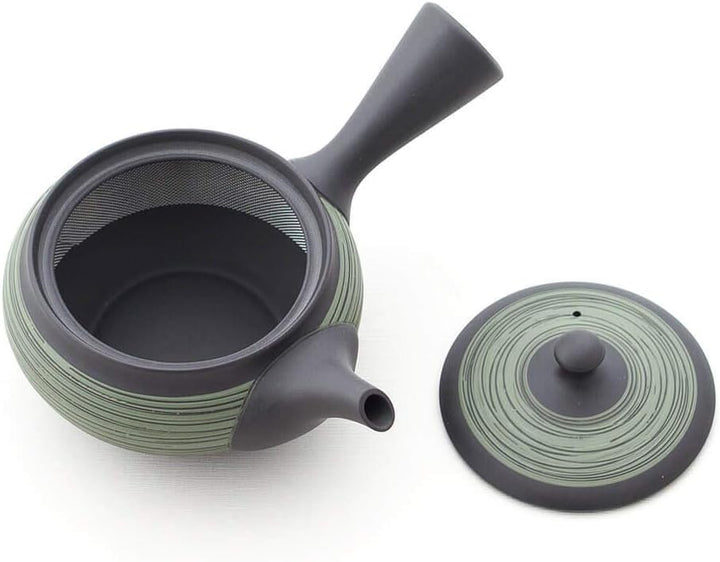 Original japanische Teekanne, Kyusu, mit 5 Becher: Nichiyobi. Integriertes Tee-Sieb aus Edelstahl. E