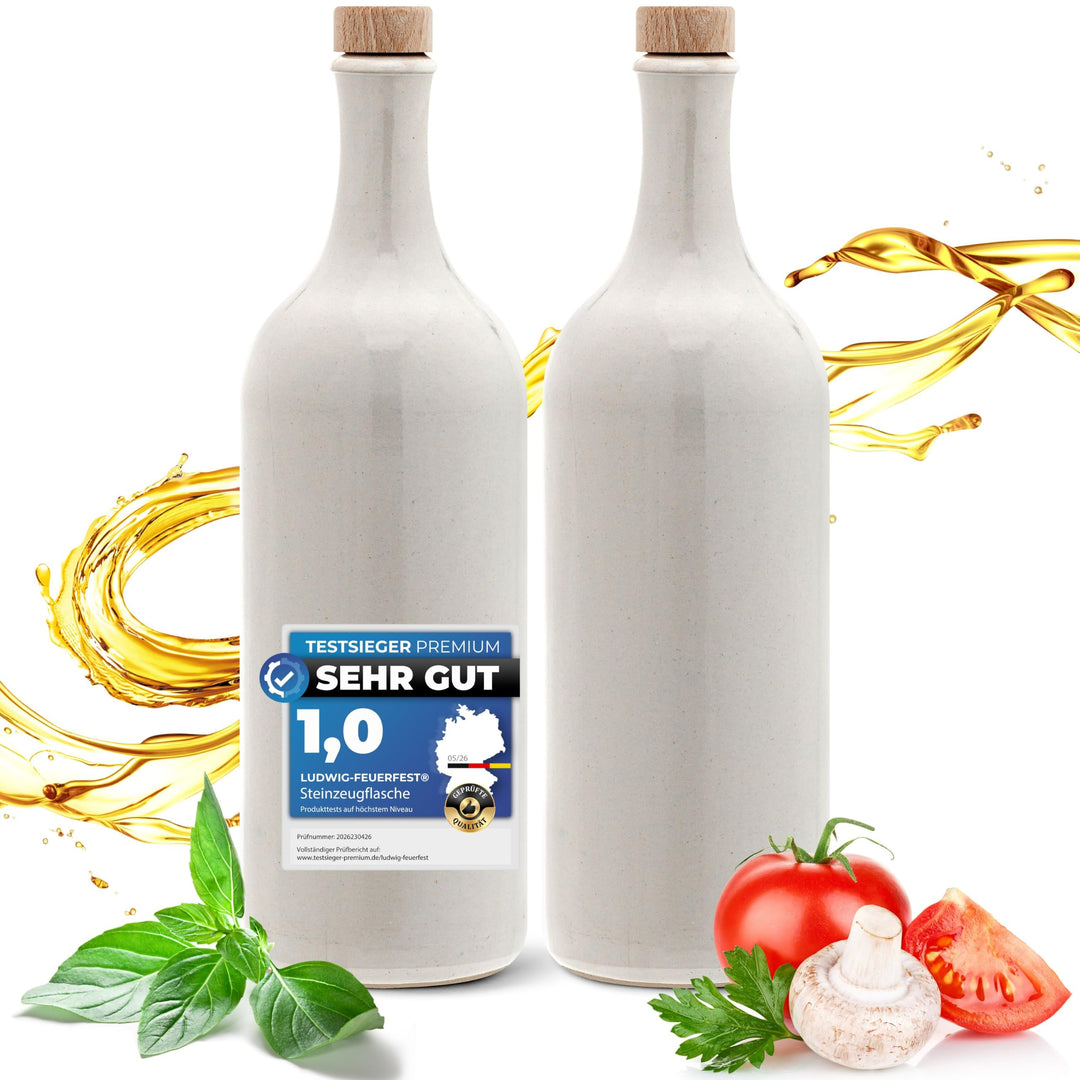 Kaminfix Essig &amp; Öl Spender - Flasche mit Ausgiesser, 2er Geschenkset für Feinschmecker handgefertig