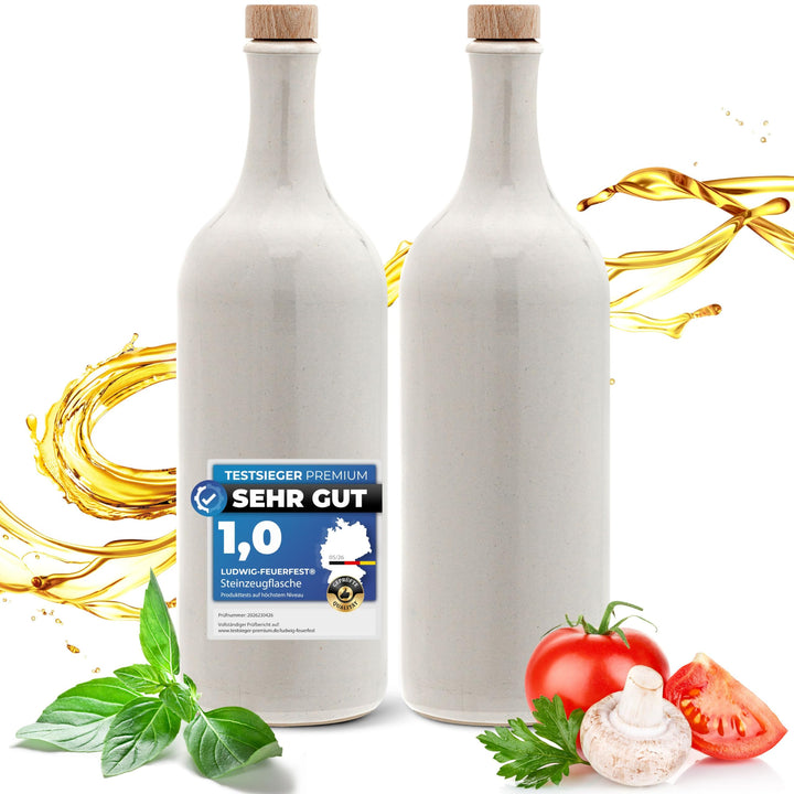 Kaminfix Essig &amp; Öl Spender - Flasche mit Ausgiesser, 2er Geschenkset für Feinschmecker handgefertig