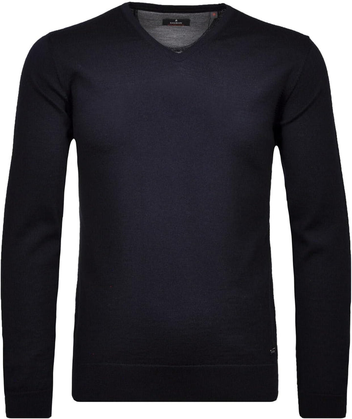 RAGMAN Herren Merino-Pullover V-Ausschnitt L Dunkelblau-711, L Dunkelblau-711