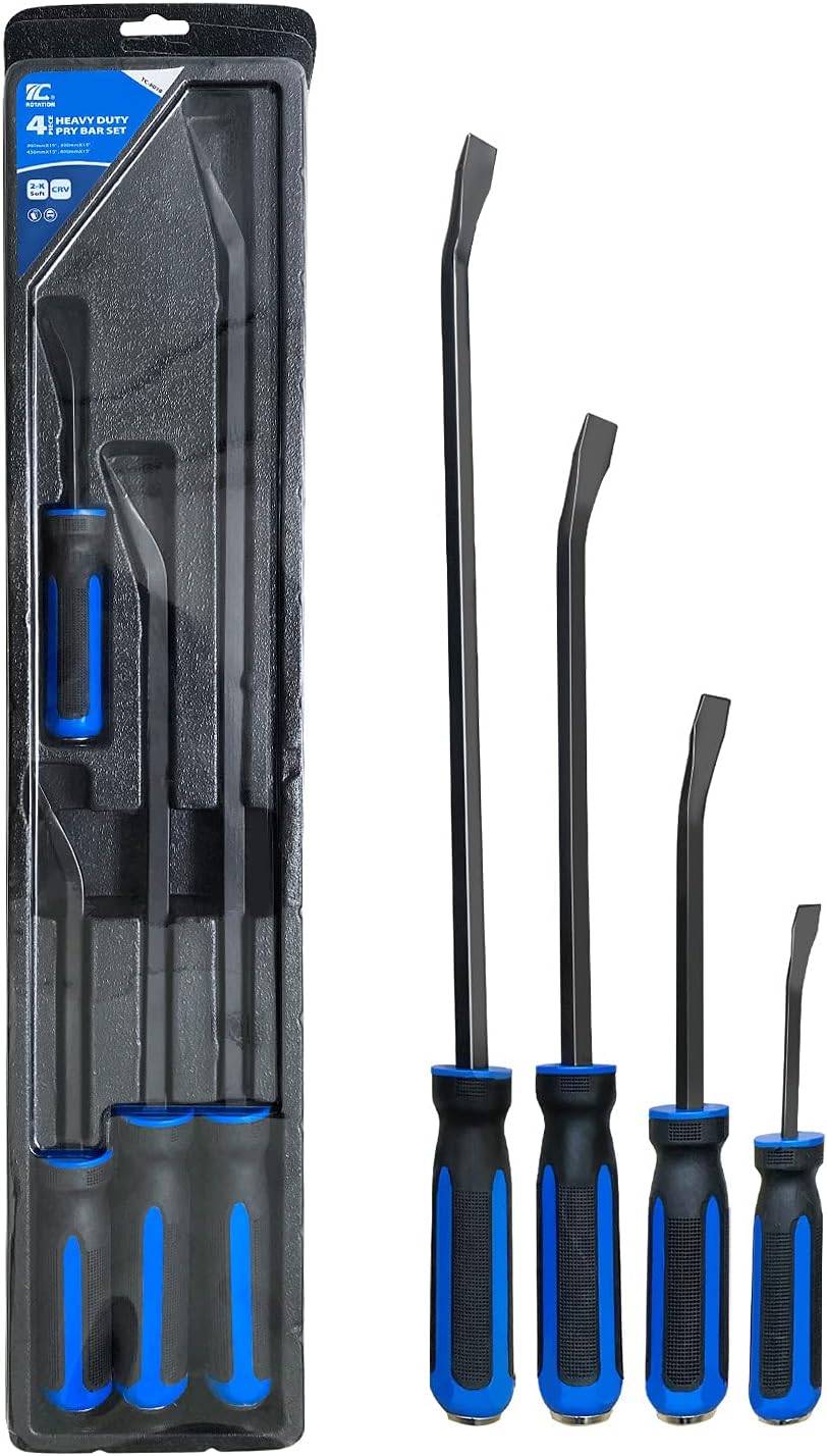 4 tlg Stemmhebel-Satz mit Kunststoff-Softgriff und Metall-Schlagköpfen, Brecheisen, Brechstange, Heb