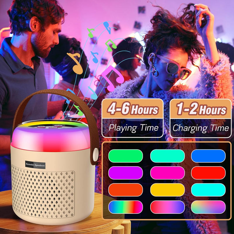 Gindoly Karaoke Maschine Kinder & Erwachsene, Bluetooth Mini Karaoke Set mit 2 Mikrofonen, Tragbare