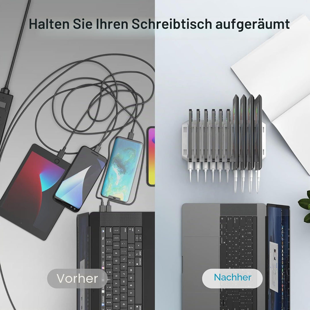 Unitek 96W 10 Ports USB Ladestation für mehrere Geräte mit 2*QC3.0 und Smart IC Organizer für Handys