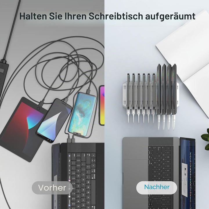 Unitek 96W 10 Ports USB Ladestation für mehrere Geräte mit 2*QC3.0 und Smart IC Organizer für Handys