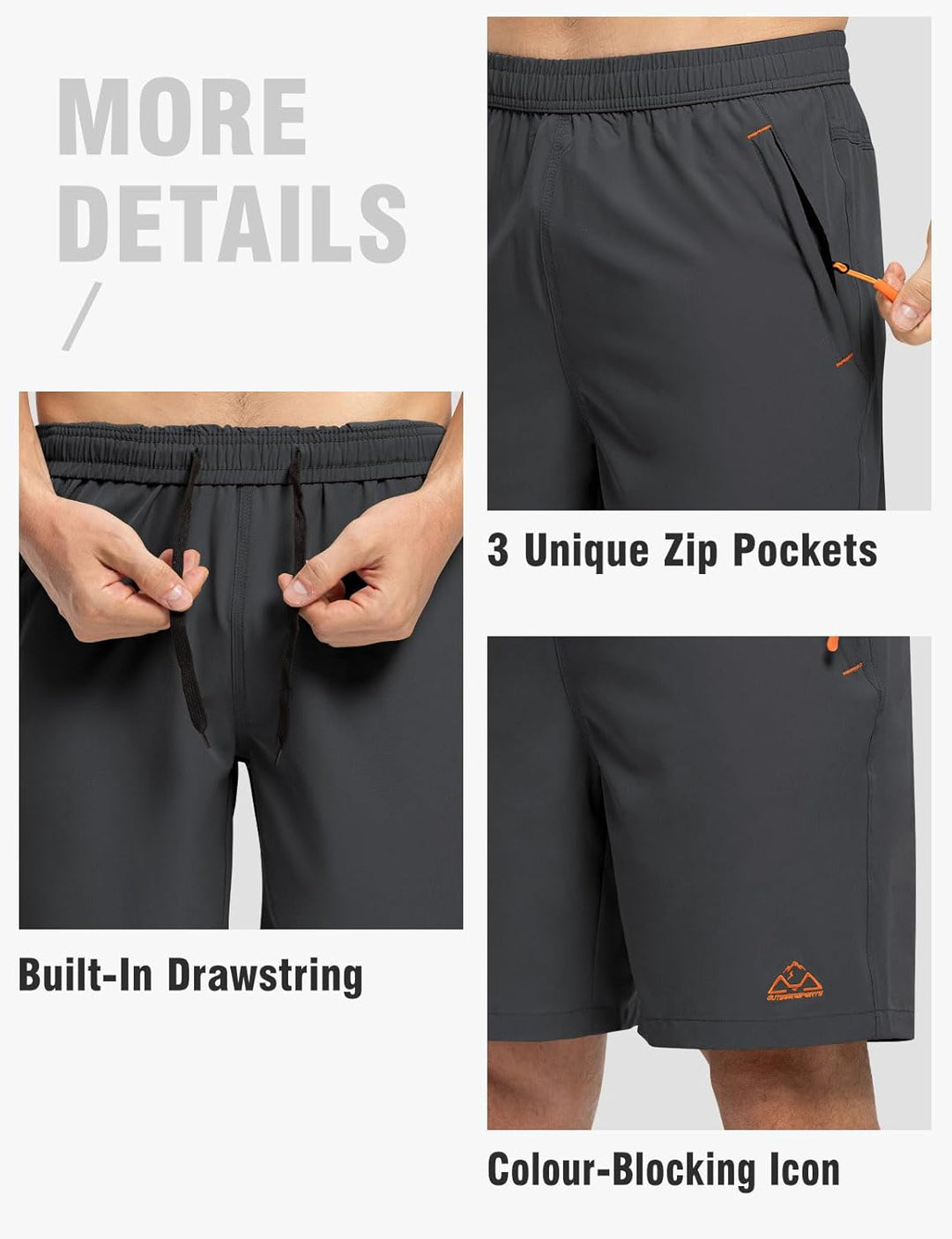 TBMPOY Herren Laufshorts Laufshorts L A1-grau, L A1-grau