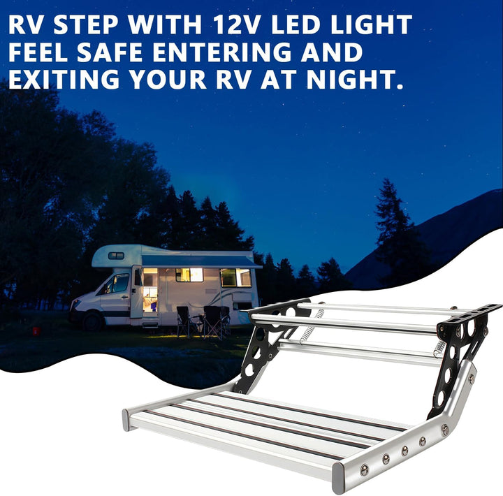Manuelle Wohnmobil Trittstufen, Wohnmobil Treppe mit LED-Licht, Aluminium klappbare einzelne Stufe T