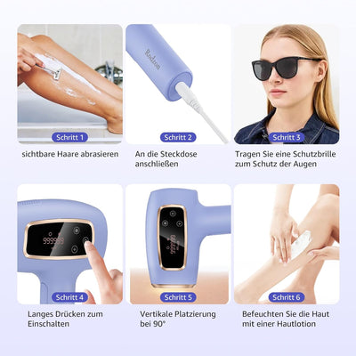 Rodzon IPL Geräte Haarentfernung Laser für Männer und Frauen, 999,999 Lichtimpulse Laser Haarentfern