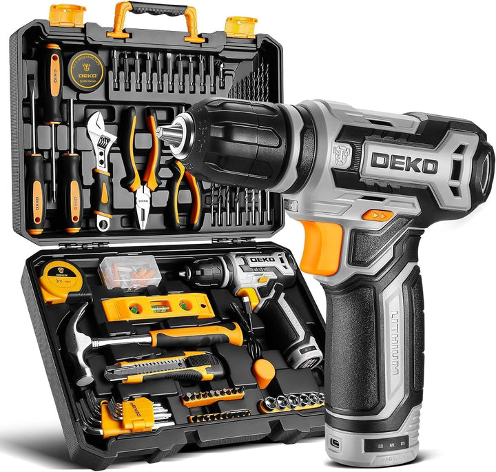 DEKO Werkzeugkoffer Gefüllt, 133-teilig Werkzeug Set für Reparaturen im Haushalt und Heimwerken, mit