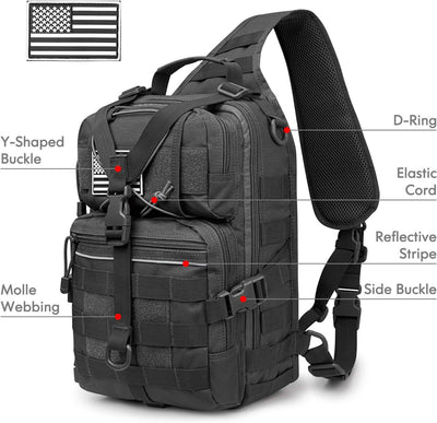 G4Free Tactical Sling Rucksack Gross Militär Schultertasche Umhängetasche für Outdoor Sport Camping