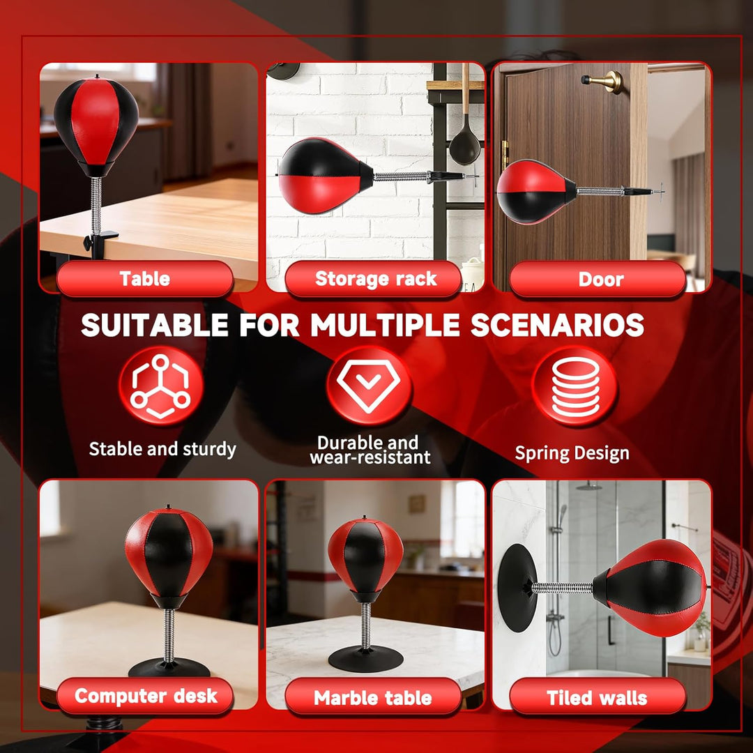 Boxsack Tisch Punchingball Boxen mit Saugnapf und Tischklemme, Anti Stress Boxbirne fürs Büro & Zuha