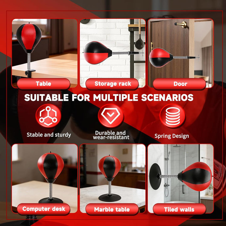 Boxsack Tisch Punchingball Boxen mit Saugnapf und Tischklemme, Anti Stress Boxbirne fürs Büro & Zuha