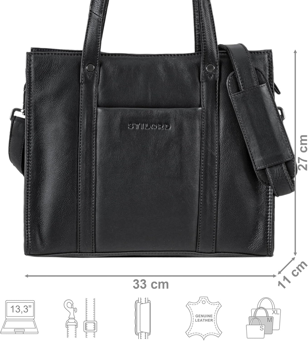 STILORD 'Ariana' Shopper Business Damen Leder Businesstasche Frauen Tote Bag Handtasche Arbeitstasch