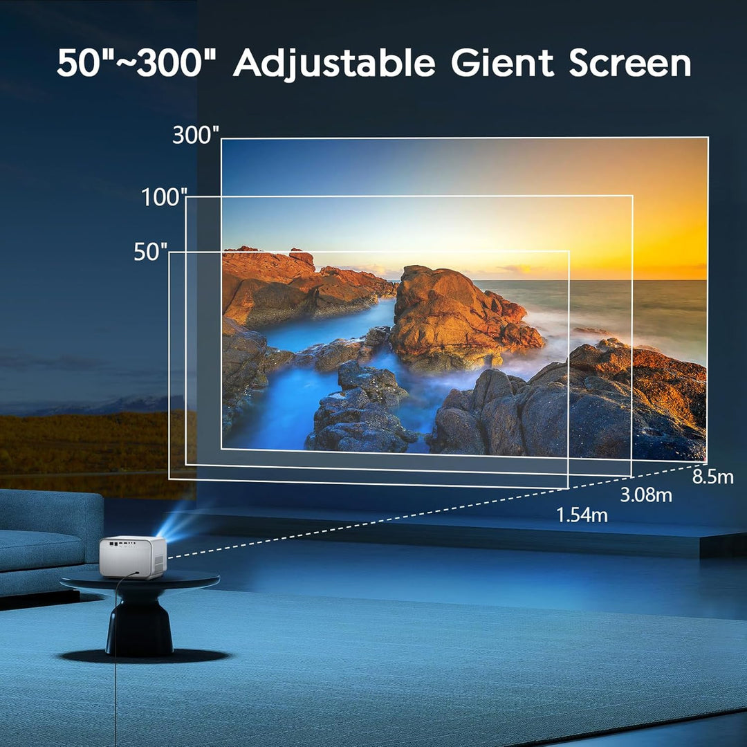 Beamer 4K VGKE, Autofokus/Trapezkorrektur 700ANSI Lumens WiFi 6 Bluetooth Tragbarer Projektor, FHD N