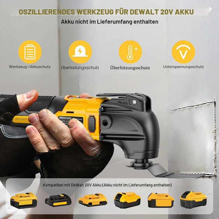Multifunktionswerkzeug akku für Dewalt 20V Akku (ohne Akku), Oszillationswerkzeug Akku mit 30 Zubehö