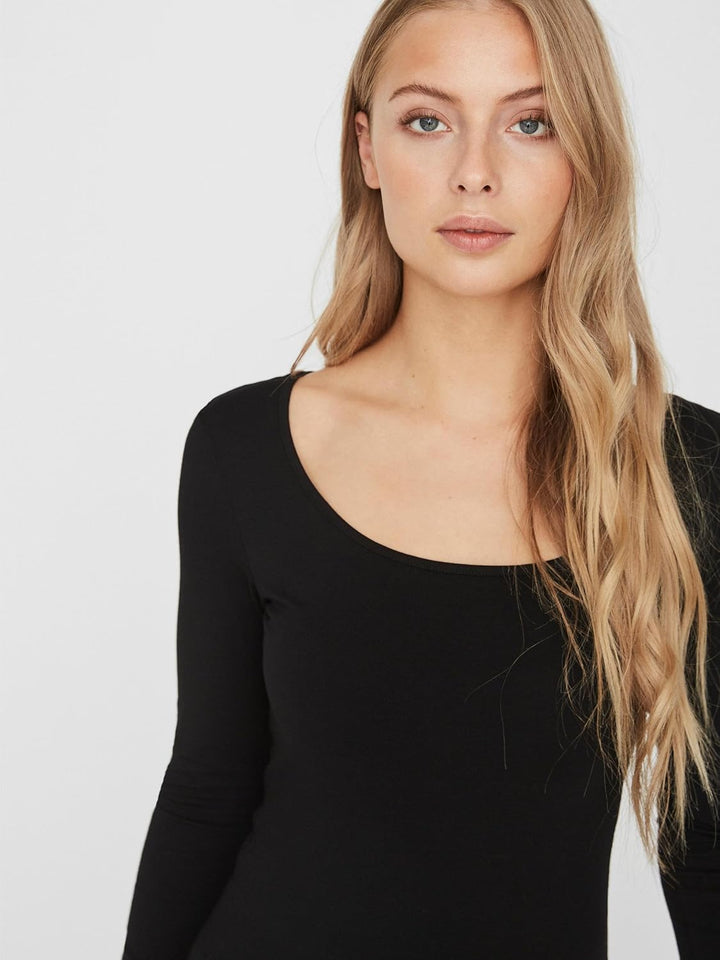 VERO MODA Damen Vmmaxi My Ls Soft Uneck Ga Noos Langarmshirts XL 2x Schwarz, 1x Bright White, XL 2x