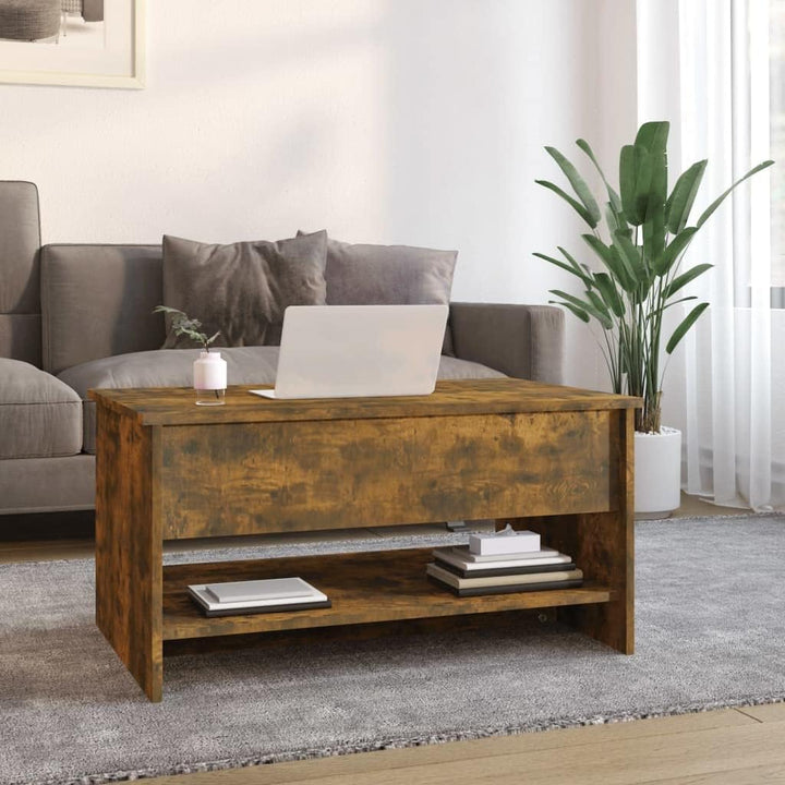 WIFESE 80x50x40 cm Couchtisch Höhenverstellbar Beistelltisch Wohnzimmertisch Verstellbare Tischplatt