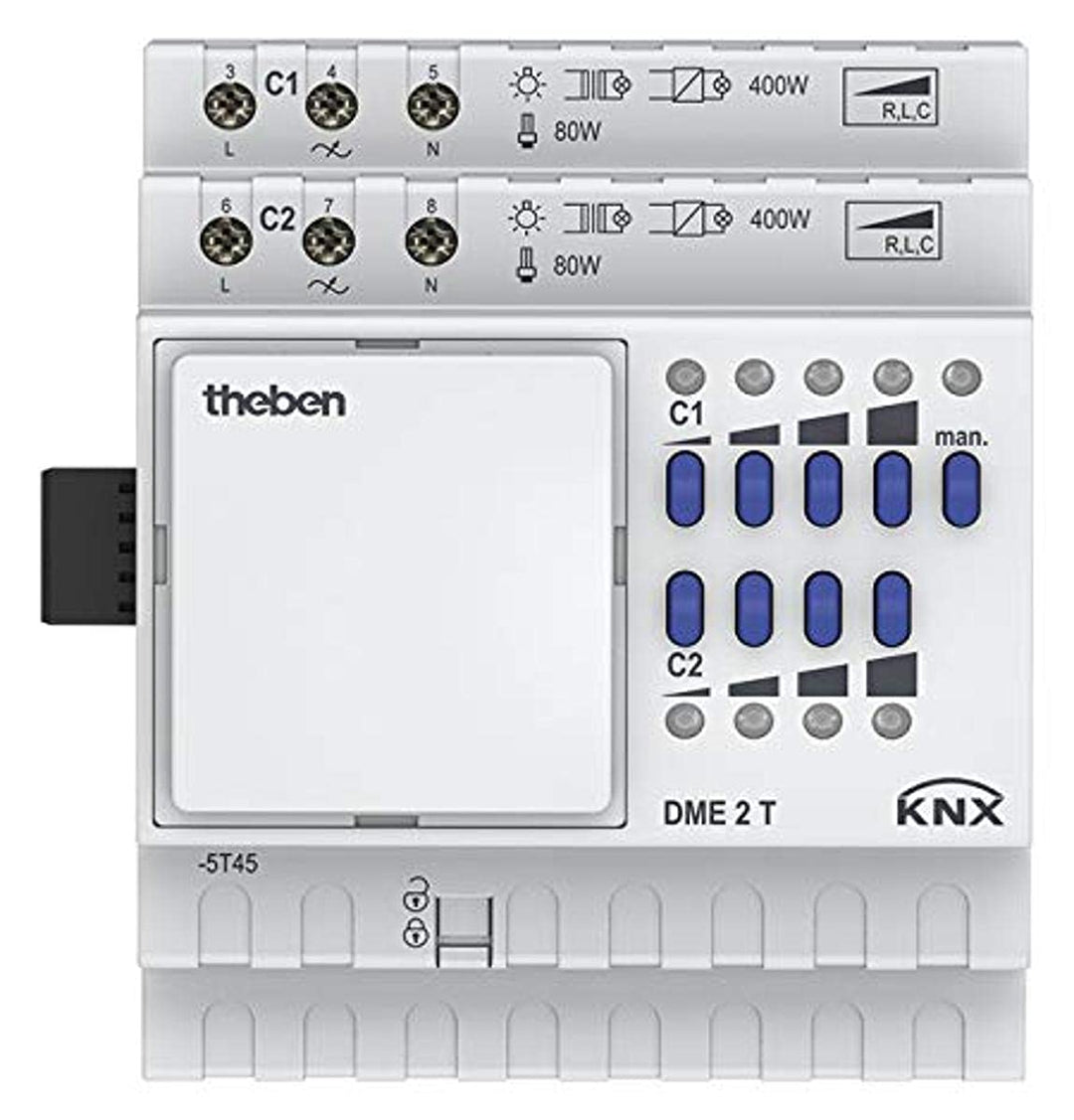 Theben 4930275 DME 2 T KNX 2-fach Universal Dimmaktor Erweiterungsmodul für MIX2 Serie Grundmodul I
