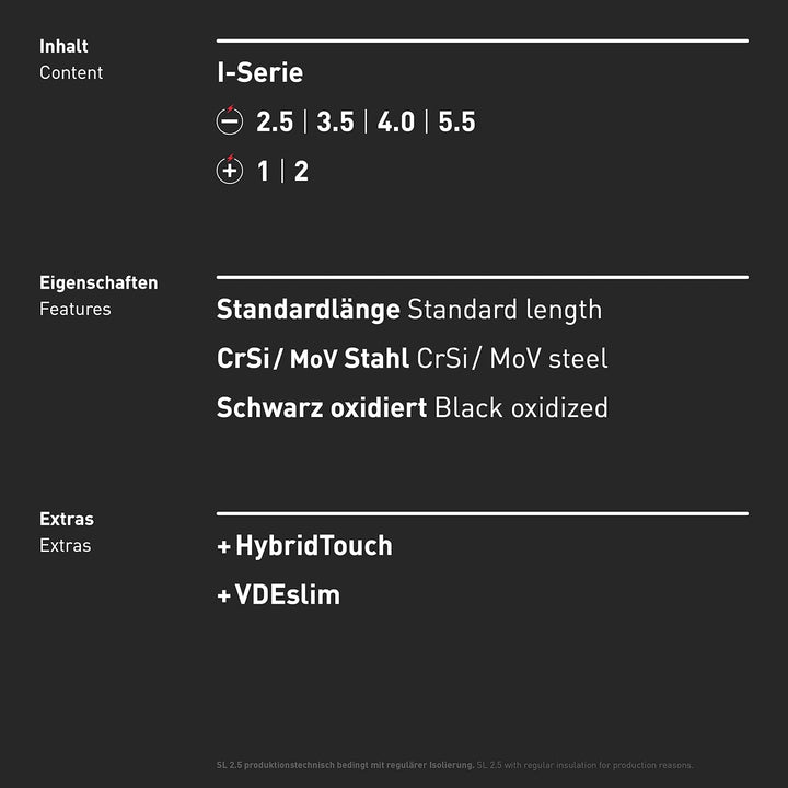 INBUS® 73868 VDE Schraubendreher Set 6tlg, SL2.5–5.5 & PH1–2, mit HybridTouch & VDEslim VDE: 4× SL &