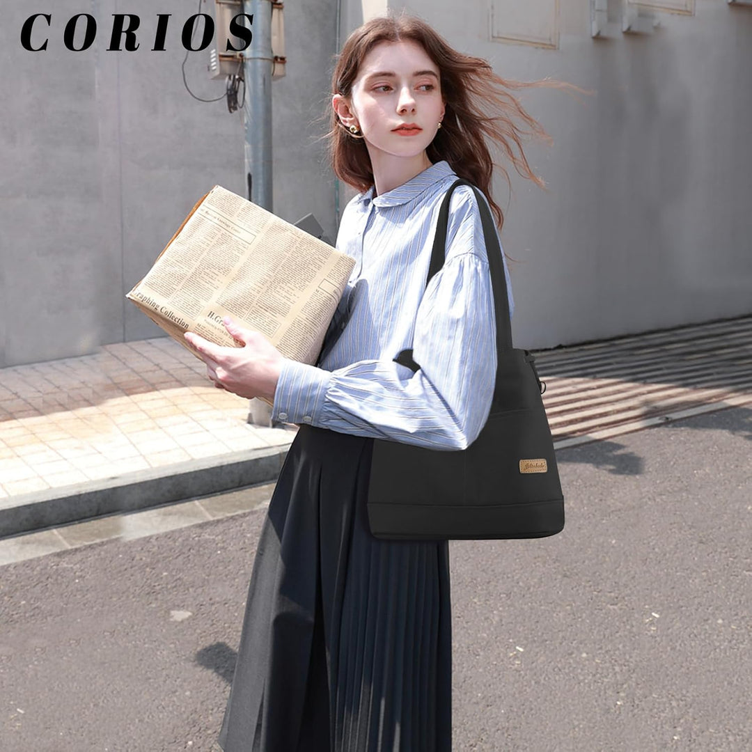 CORIOS Damen Eimer Taschen Kordelzug Handtasche Canvas Schultertasche Grosse Kapazität Umhängetasche