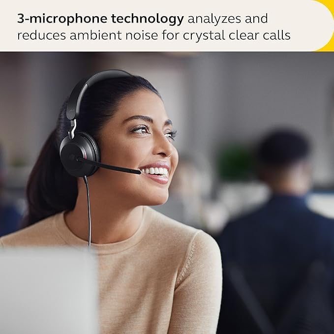 Jabra Evolve2 40 SE - Kabelgebundenes Stereo-Headset mit Geräuschunterdrückung und 3-Mikrofon-Techno