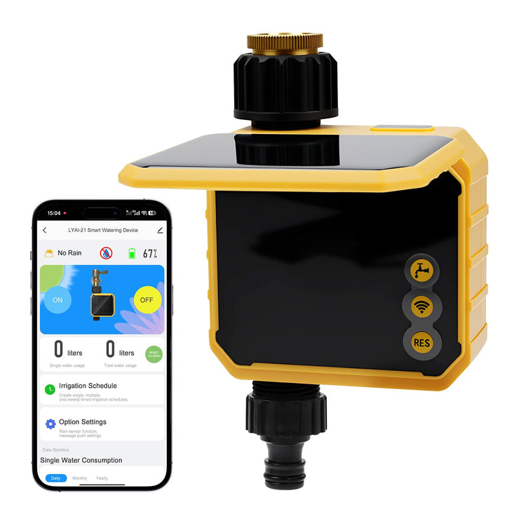 Nikou Solar Bewässerungscomputer WLAN mit 1 Ausgänge, Smart Bewässerungsuhr Automatische Bewässerung