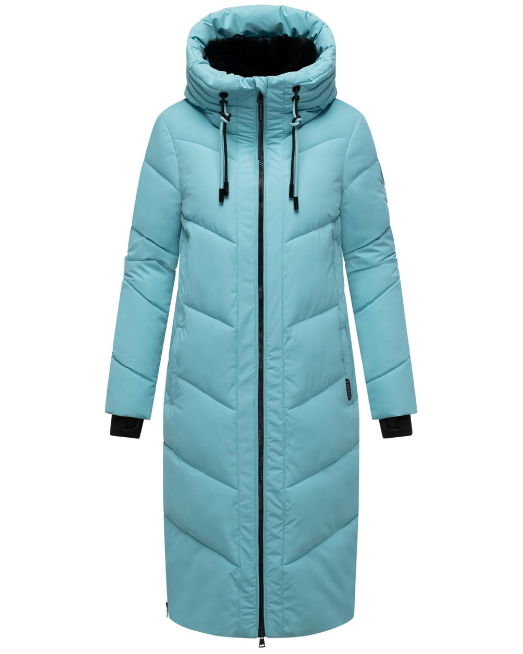 MARIKOO Damen Wintermantel warmer Steppmantel lang mit verstellbarer Kapuze und hohem Kragen Nadaree
