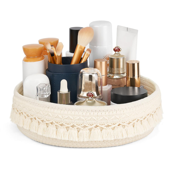 Mkono Make-up Halter Organizer Makrame Dekorativer Gewebter Seilkorb Boho Decor Kosmetik Schreibtisc