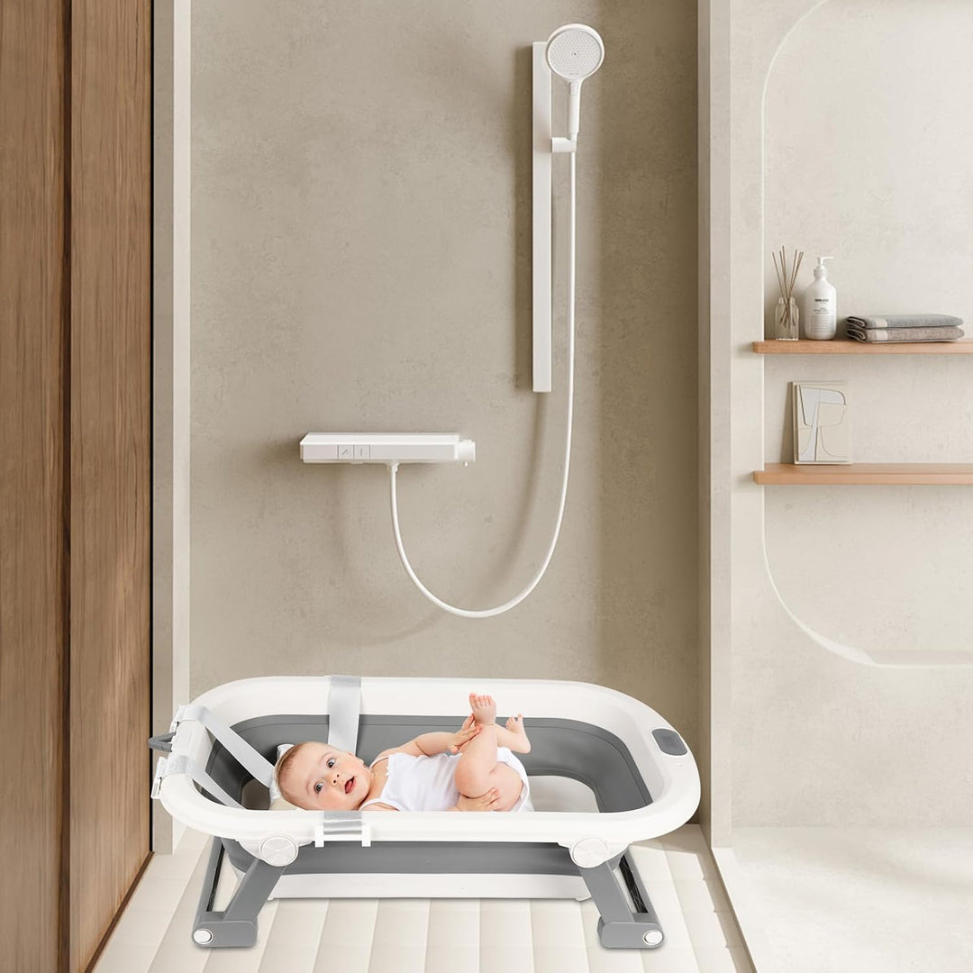__PLACEHOLDER_BRAND_0__ Faltbare Babybadewanne XXL, mit Temperaturanzeige, Duschkissen, Duschstecker