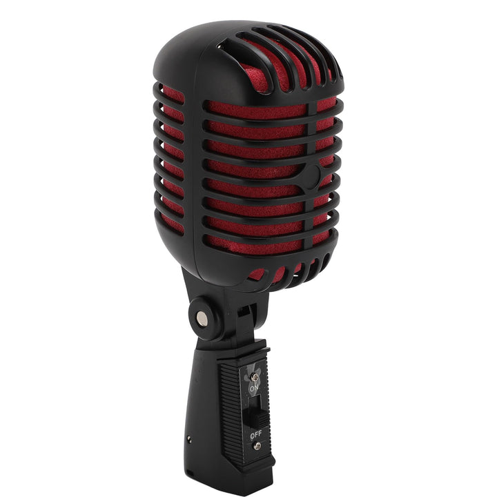 Vintage Mikrofon, Dynamisches Retro Gesangsmikrofon mit Selbstspannendem Rotierendem Gestell, Klassi