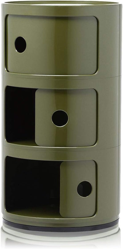 Kartell Componibili, 3 Elements, Grün, Runde Basis 3-fächer Grün, 3-fächer Grün