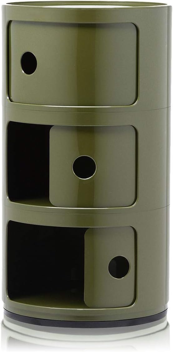 Kartell Componibili, 3 Elements, Grün, Runde Basis 3-fächer Grün, 3-fächer Grün