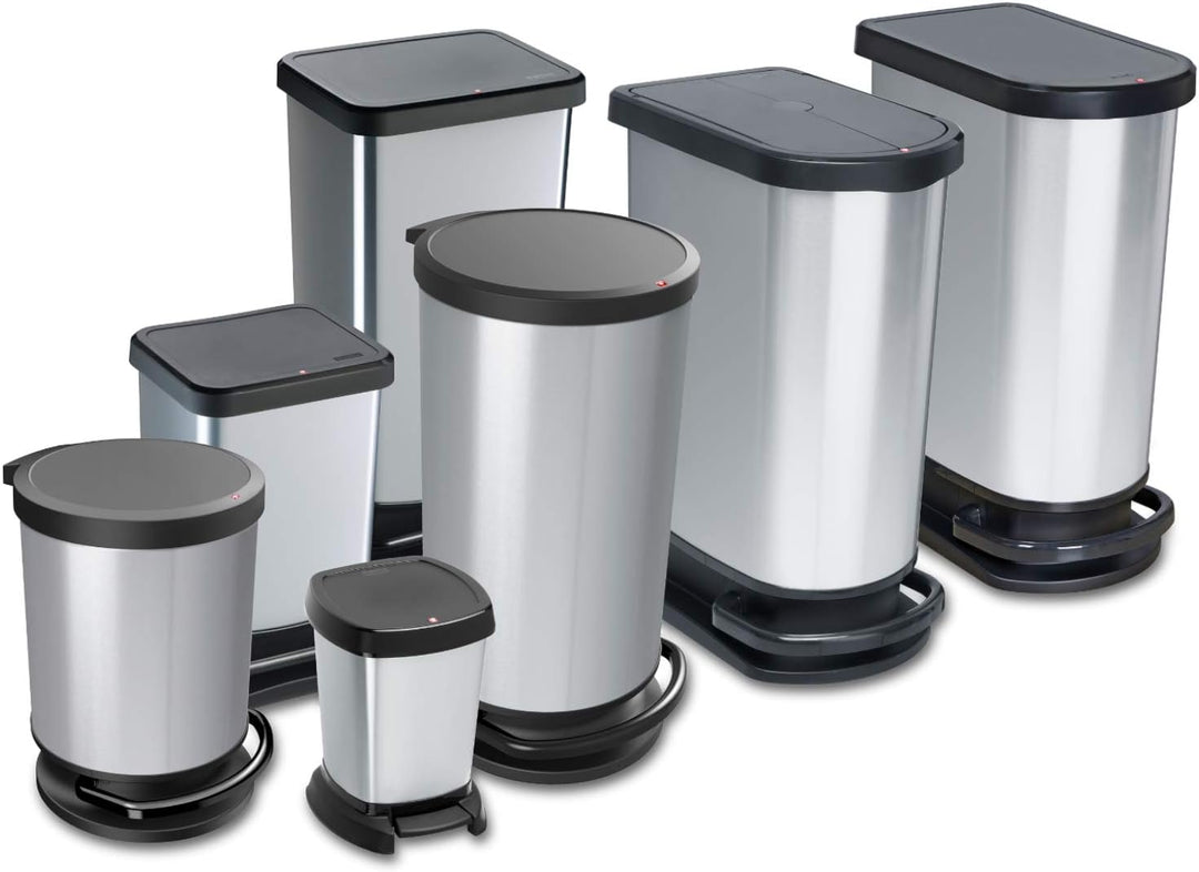 Rotho Paso Mülleimer 20l mit Pedal und Deckel, Kunststoff (PP) BPA-frei, carbonmetallic, 20l (29.3 x