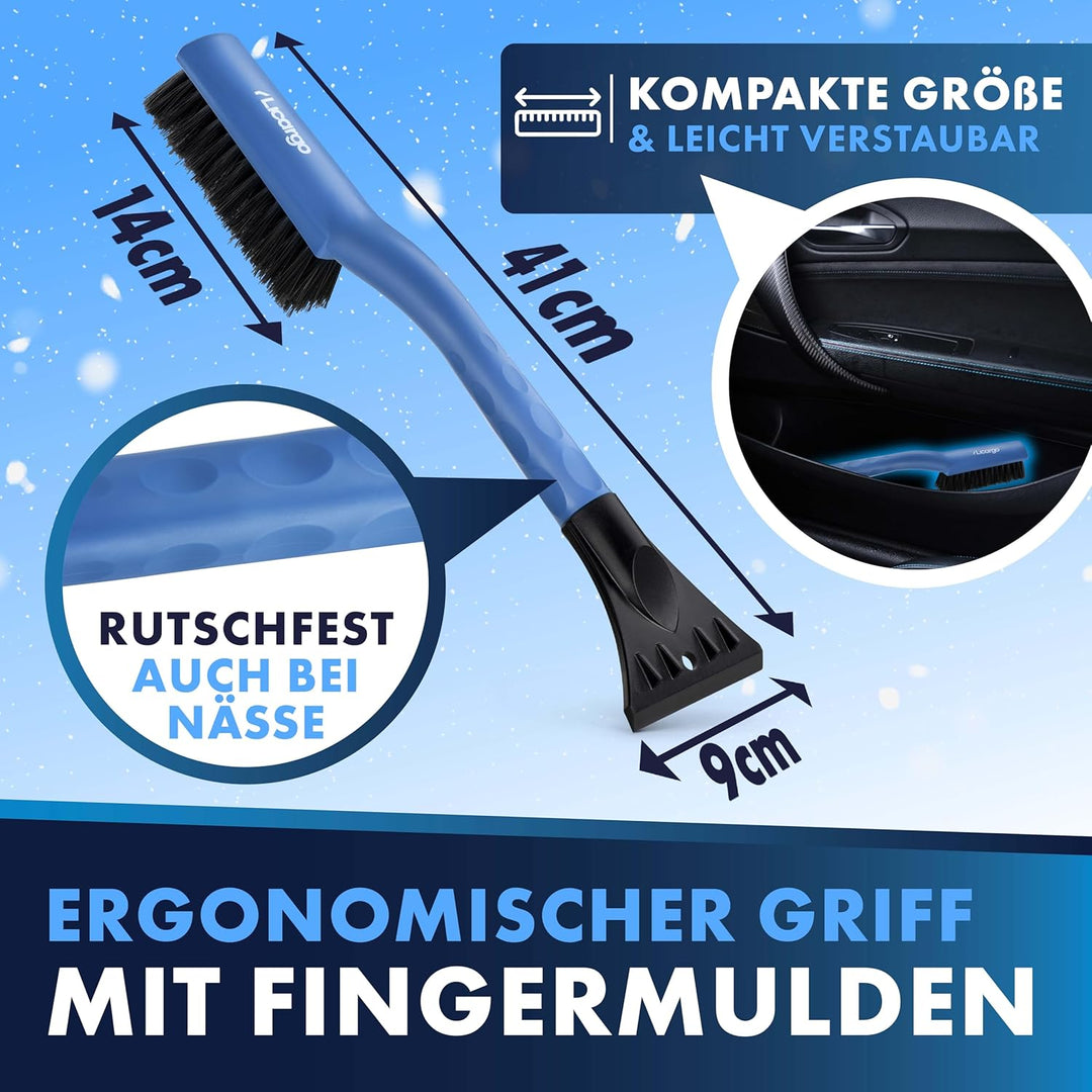 LICARGO Eiskratzer Auto mit Besen 41cm - Stabil, Lang &amp; lackschonend | Made IN EU | 2in1 Schneebesen
