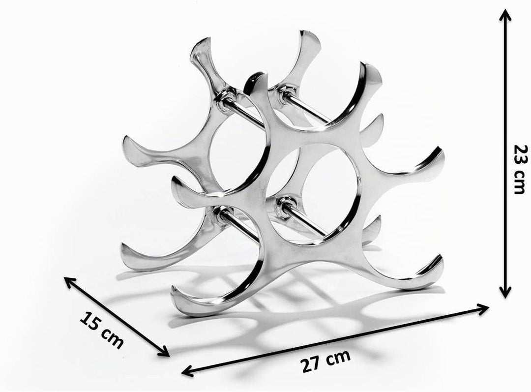 Kobolo Weinregal Flaschenhalter Circle - Metall poliert - Silber - für 6 Flaschen