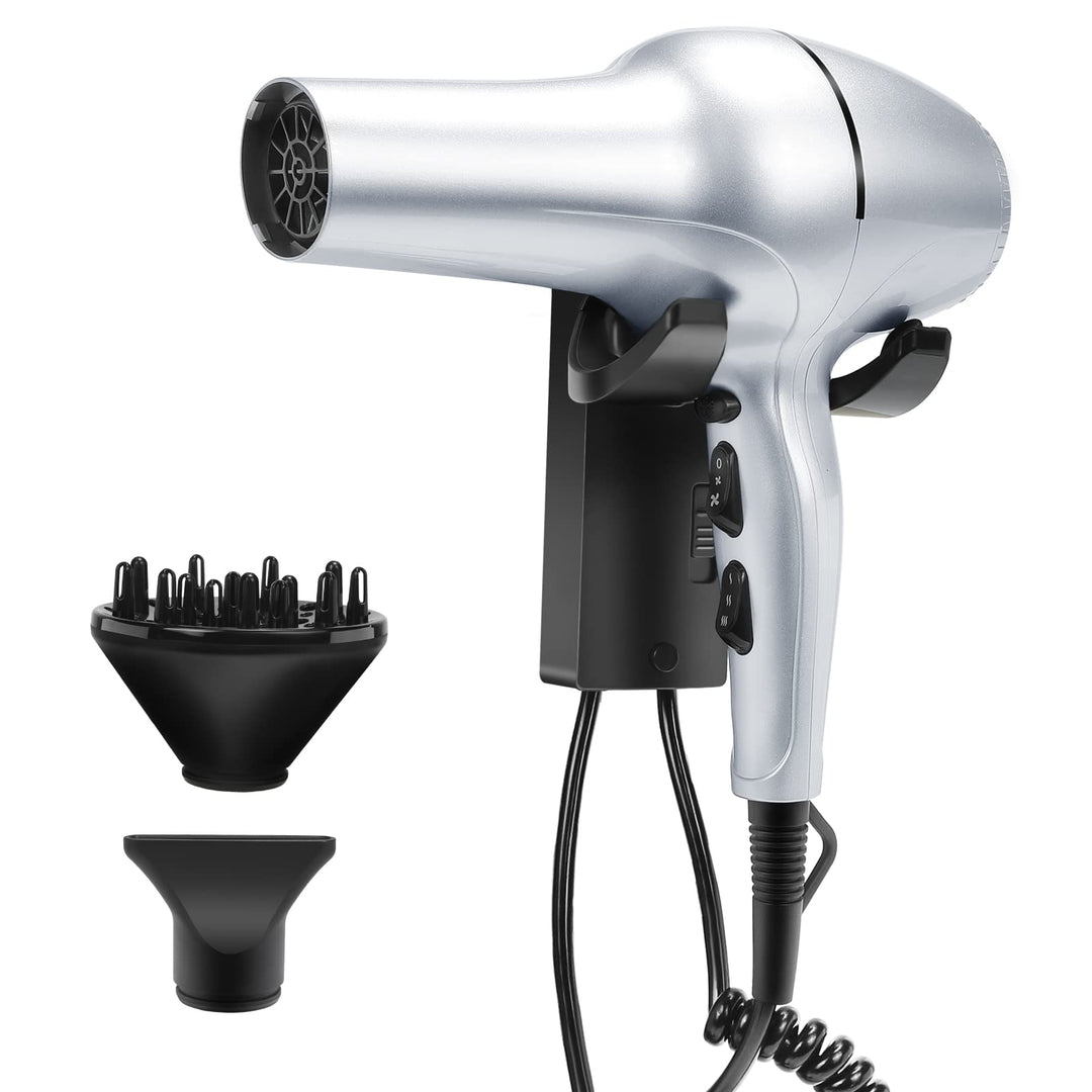 QL Föhn Ionen,Haartrockner mit Halterung und Diffusor,2200W,Wand fön mit AC Bürstenloser Motor für H