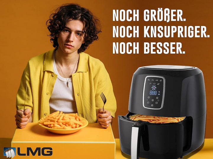 Heissluftfritteuse XXL Premium 5.2L - Airfryer Mit Touch-Bedienfeld, Neueste Technik, 100% knusprig,