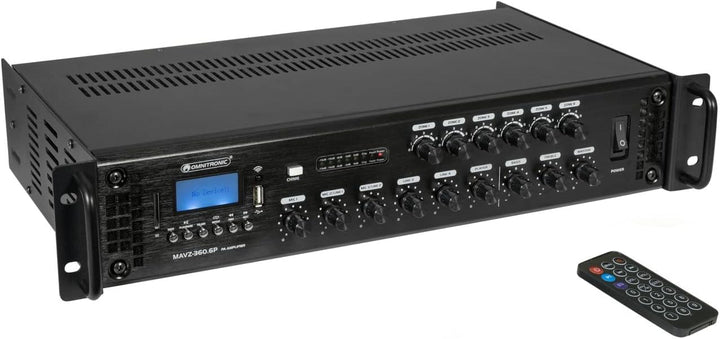 OMNITRONIC MAVZ-360.6P ELA-Mischverstärker | 6-Zonen-ELA-Mono-Mischverstärker, MP3-Player &amp; IR-FB, Z