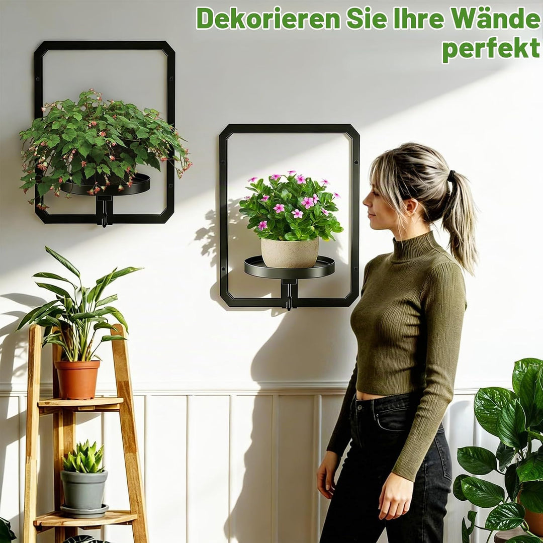 2 Stücke Metall Pflanzregal Schwarz Hängende Blumentöpfe Wandbehang Regal Wand für Blumen Pflanzen G