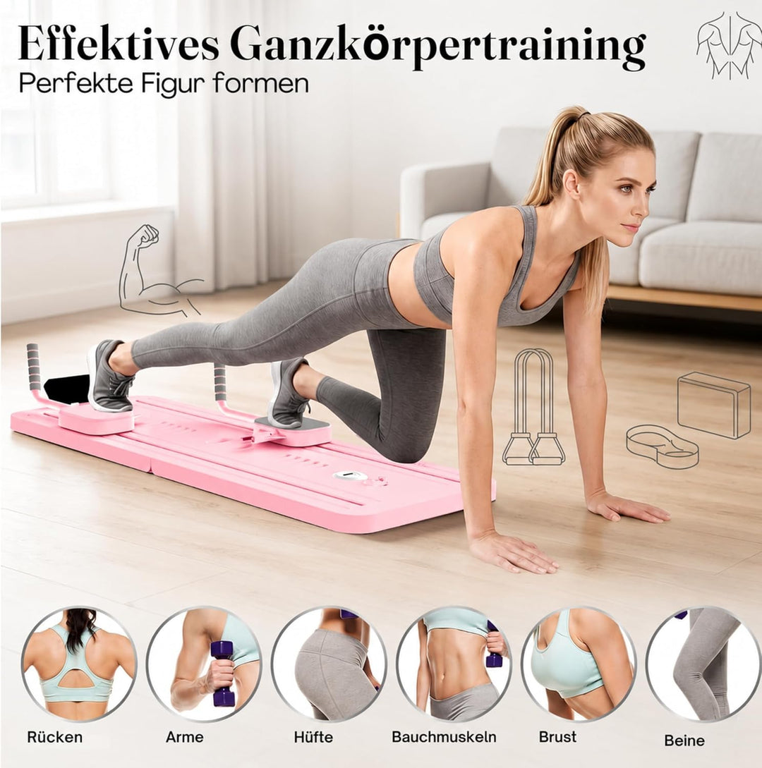 Skay Pilates Reformer Set für Zuhause Pink Pilates Reformer Set Classic, Pink Pilates Reformer Set C