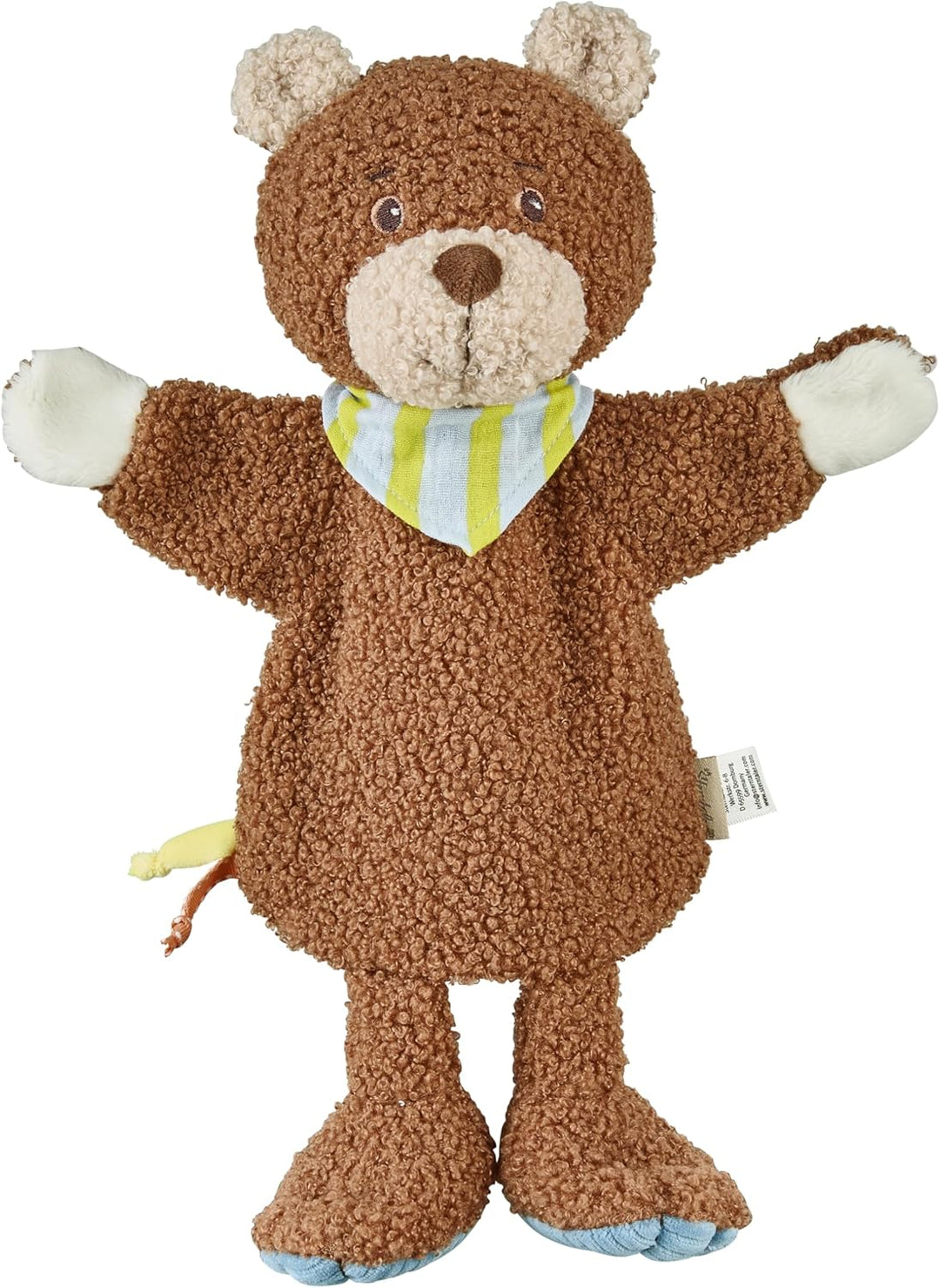 Sterntaler Handpuppe Bär Bob aus weichem Flausch, Kinder- und Babyspielzeug mit Halstuch, wattiert,