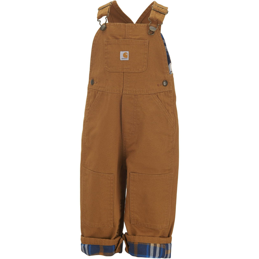 Carhartt Baby Boys' Canvas Overall Flannel Lined, Brown, 24 Months