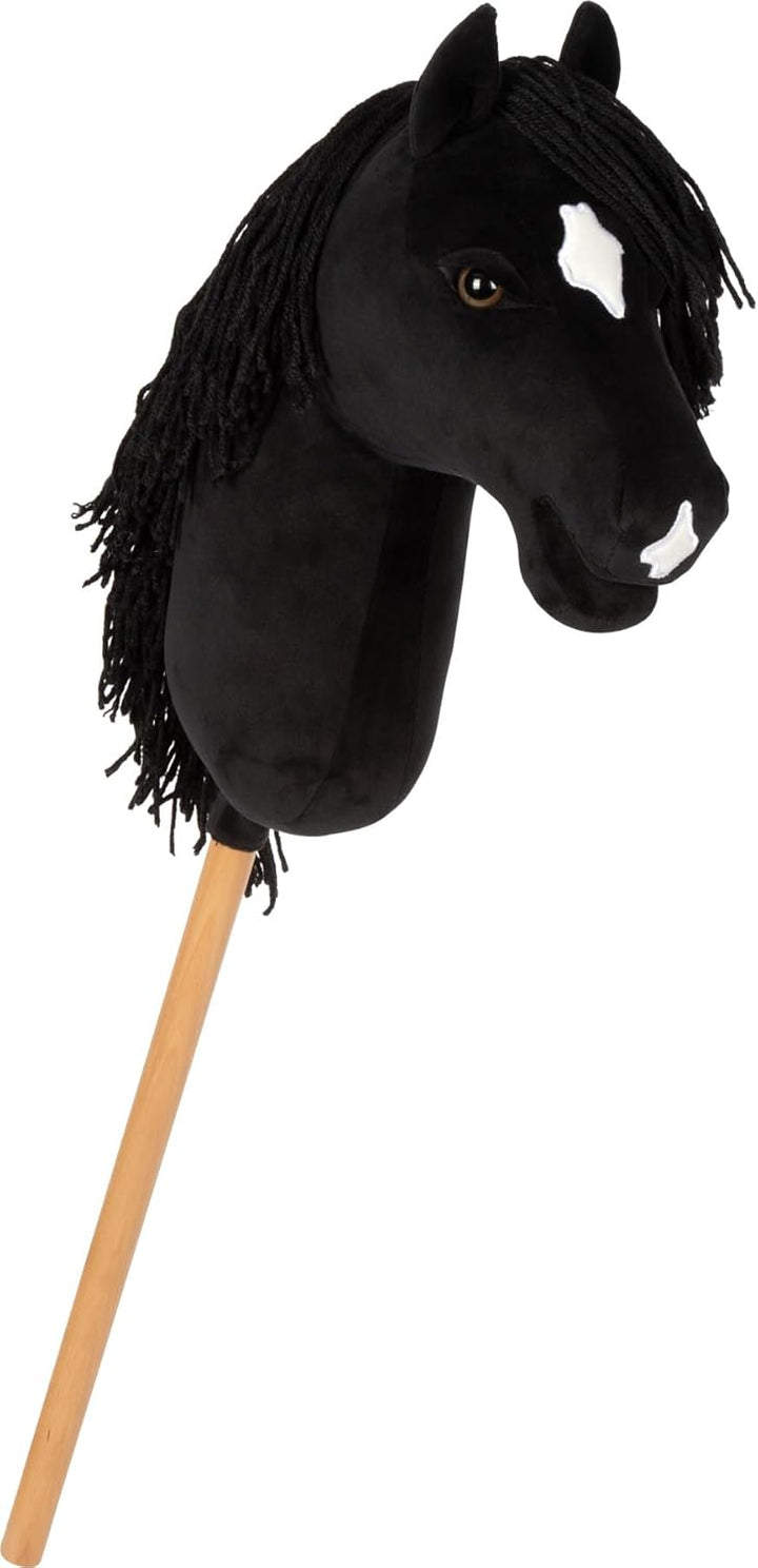 small Foot Hobby Horse schwarz „Eddie“, Steckenpferd mit abnehmbaren Holzstab und frisierbarer Mähne