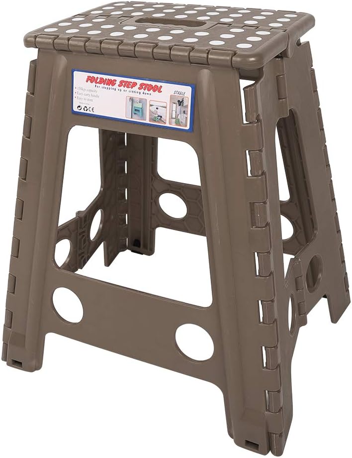 Klappbarer Tritthocker, Tragbar und Rutschfest für Erwachsene, 29 cm, Weiss-Dunkel Gefleckt, für Woh
