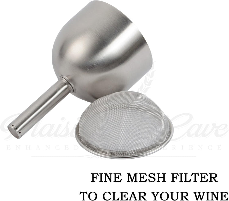 3in1 Trichter mit Sieb - Edelstahl Weinbelüfter + Dekantierausgiesser + Karaffe Dekanter Filter - Ve
